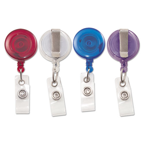 Advantus Translucent Retractable Id Card Reel, 30 Extension, Assorted Colors, 4/pack ( AVT75464 )