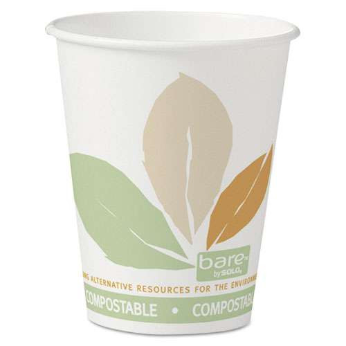 Photos - Darts Dart Bare By Solo Eco-forward Pla Paper Hot Cups, 8 Oz, Leaf Design, White