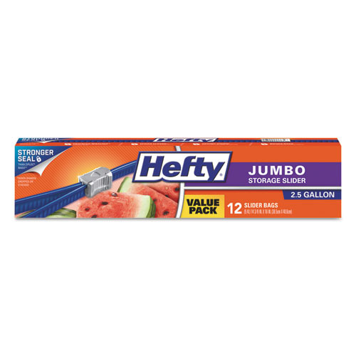 Hefty Slider Bags, 2.5 Gal, 0.9 Mil, 14.38 X 9, Clear, 108/carton ( RFPR83812CT )