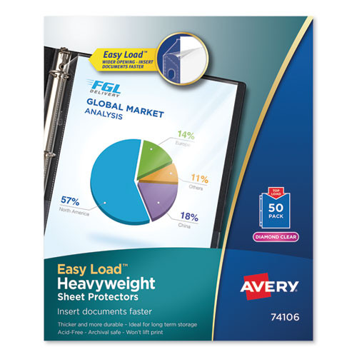 Avery Top-load Poly Sheet Protectors, Heavy Gauge, Letter, Diamond Clear, 50/box ( AVE74106 )