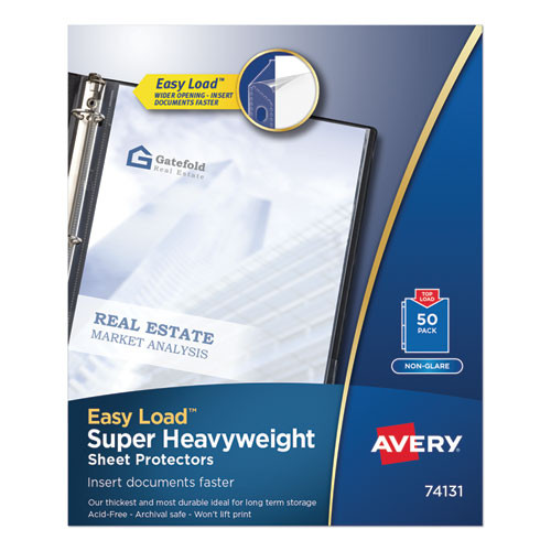 Avery Top-load Poly Sheet Protectors, Super Heavy Gauge, Letter, Nonglare, 50/box ( AVE74131 )