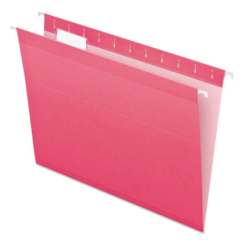 Pendaflex Colored Reinforced Hanging Folders, Letter Size, 1/5-cut Tab, Pink, 25/box ( PFX415215PIN )