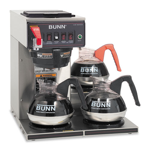 Photos - Coffee Maker BUNN Cwtf-3 Three Burner Automatic Coffee Brewer, Stainless Steel, Black (