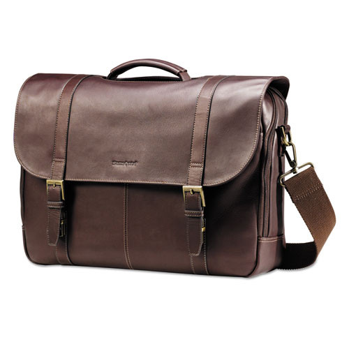 Photos - Laptop Bag Samsonite Leather Flapover Case, Fits Devices Up To 15.6", Leather, 16 X 6 