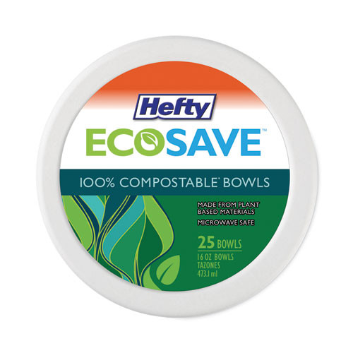 Hefty Ecosave Tableware, Plate, Bagasse,  6.75 Dia, White, 30/pack ( RFPD77300PK )
