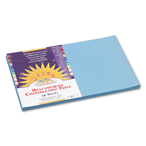 SunWorks Construction Paper, 58lb, 12 X 18, Sky Blue, 50/pack ( PAC7607 )