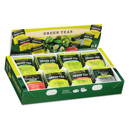 Bigelow Green Tea Assortment, Individually Wrapped, Eight Flavors, 64 Tea Bags/box ( BTC30568 )