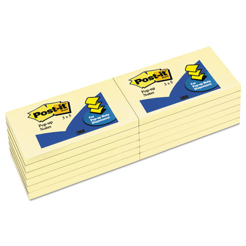 Post-it Pop-up Notes Original Canary Yellow Pop-up Refill, 3 X 5, Canary Yellow, 100 Sheets/pad, 12 Pads/pack ( MMMR350YW )