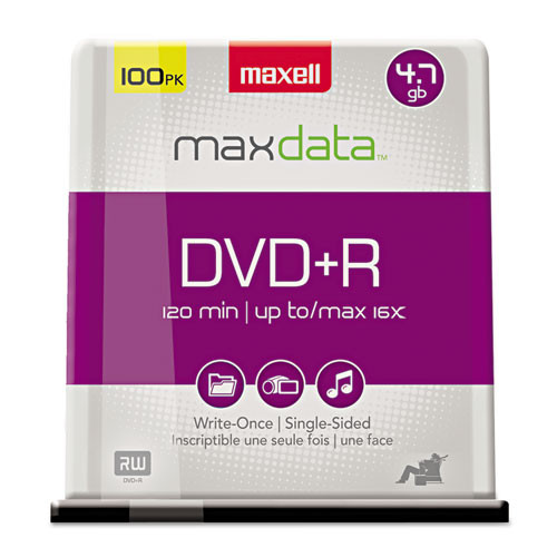 Photos - Optical Storage Maxell Dvd+r High-speed Recordable Disc, 4.7 Gb, 16x, Spindle, Silver, 100 