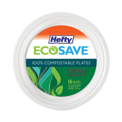RFP D71016 Hefty Ecosave Tableware, Plate, Bagasse, 10.13 Dia sku RFP D71016