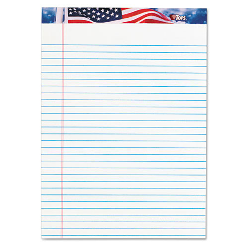 TOPS American Pride Writing Pad, Wide/legal Rule, Red/white/blue Headband, 50 White 8.5 X 11.75 Sheets, 12/pack ( TOP75140 )