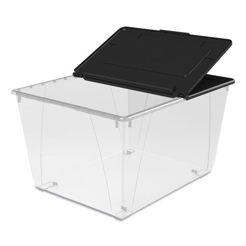 Storex Storage Tote, 16 Gal, 22.7 X 18.25 X 12.86, Clear/black ( STX00900U04C )