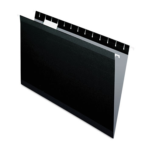 Pendaflex Colored Reinforced Hanging Folders, Legal Size, 1/5-cut Tab, Black, 25/box ( PFX415315BLA )