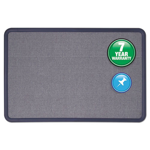 Quartet Contour Fabric Bulletin Board, 48 X 36, Light Blue, Plastic Navy Blue Frame ( QRT7694BE )