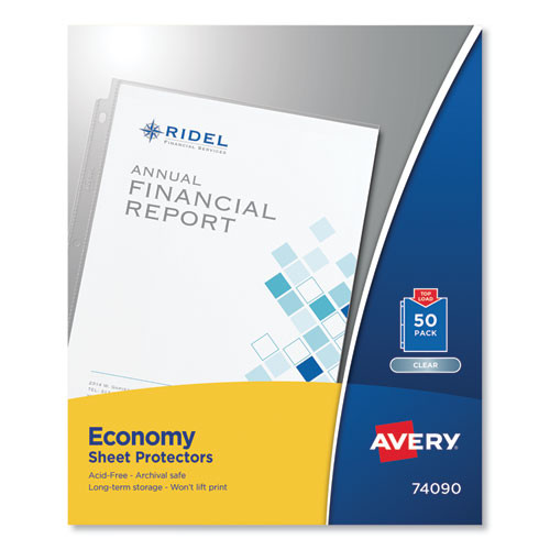 Avery Top-load Sheet Protector, Economy Gauge, Letter, Clear, 50/box ( AVE74090 )