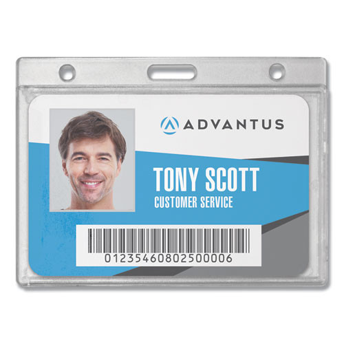 Advantus Frosted One-card Rigid Badge Holders, Horizontal, Frosted 3.68 X 2.75 Holder, 3.38 X 2.13 Insert, 25/box ( AVT76075