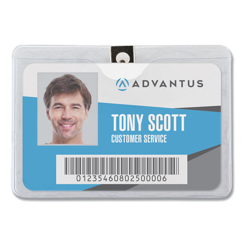 Advantus Id Badge Holders With Clip, Horizontal, Clear 4.13 X 3.38 Holder, 3.88 X 3 Insert, 50/pack ( AVT75456 )