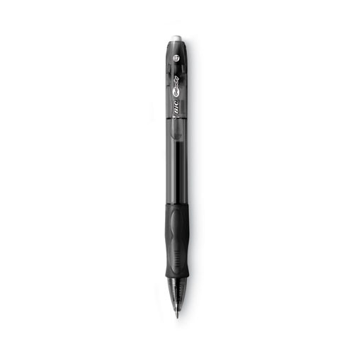 BIC Gel-ocity Gel Pen, Retractable, Medium 0.7 Mm, Black Ink, Translucent Black Barrel, Dozen ( BICRLC11BK )