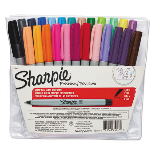 Sharpie Ultra Fine Tip Permanent Marker, Extra-fine Needle Tip, Assorted Colors, 24/set ( SAN75847 )