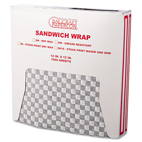 Photos - Bakeware Bagcraft Grease-resistant Paper Wraps And Liners, 12 X 12, Black Check, 1,