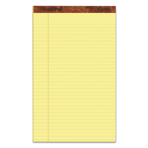 TOPS the Legal Pad Perforated Pads, Wide/legal Rule, 8.5 X 14, Canary, 50 Sheets, Dozen ( TOP7572 )