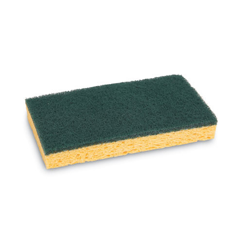 Boardwalk Scrubbing Sponge, Medium Duty, 3.6 X 6.1, 0.75 Thick, Yellow/green, Individually Wrapped, 20/carton ( BWK174 )