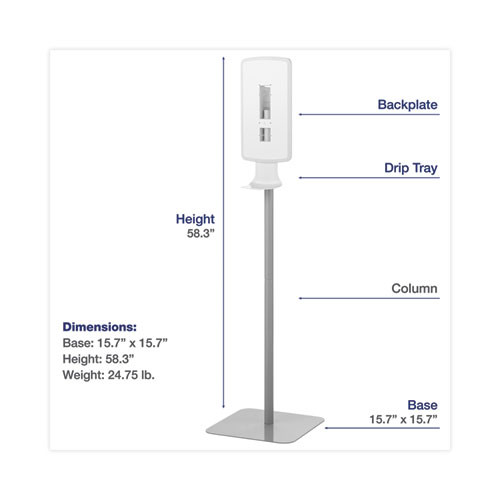Dial Fit Touch Free Dispenser Floor Stand, 15.7 X 15.7 X 58.3, White ( DIA09495EA )
