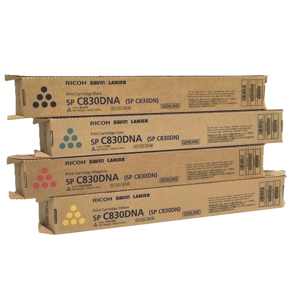 Ricoh SP-C830DN Set | 821181 821182 821183 821184 | Original Ricoh Laser Toner Cartridges  Black, Cyan, Magenta, Yellow