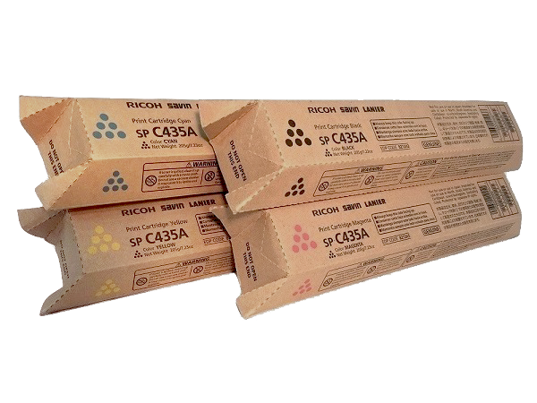 Ricoh SP-C435A Set | 821243 821244 821245 821246 | Original Ricoh Laser Toner Cartridges  Black, Cyan, Magenta, Yellow