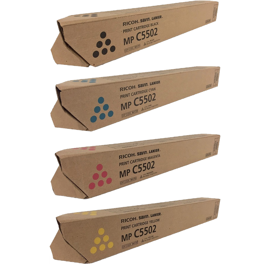 Ricoh MP-C5502 Set | 841751, 841752, 841753, 841754 | Original Ricoh Laser Toner Cartridges  Black, Cyan, Magenta, Yellow
