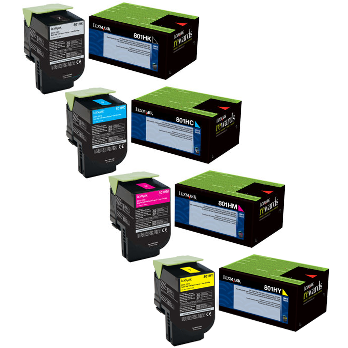 Photos - Ink & Toner Cartridge Lexmark 801H Set | 80C1HC0, 80C1HK0, 80C1HM0, 80C1HY0 | Original  H 
