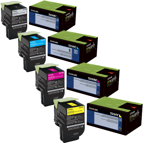 Photos - Ink & Toner Cartridge Lexmark 701H Set | 70C1HC0, 70C1HK0, 70C1HM0, 70C1HY0 | Original  H 