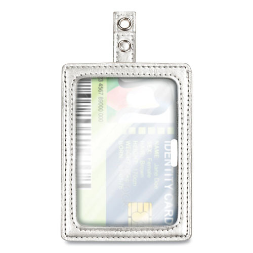 Cosco Myid Leather Id Badge Holder, Vertical/horizontal, 2.5 X 4, Silver ( COS075004 )