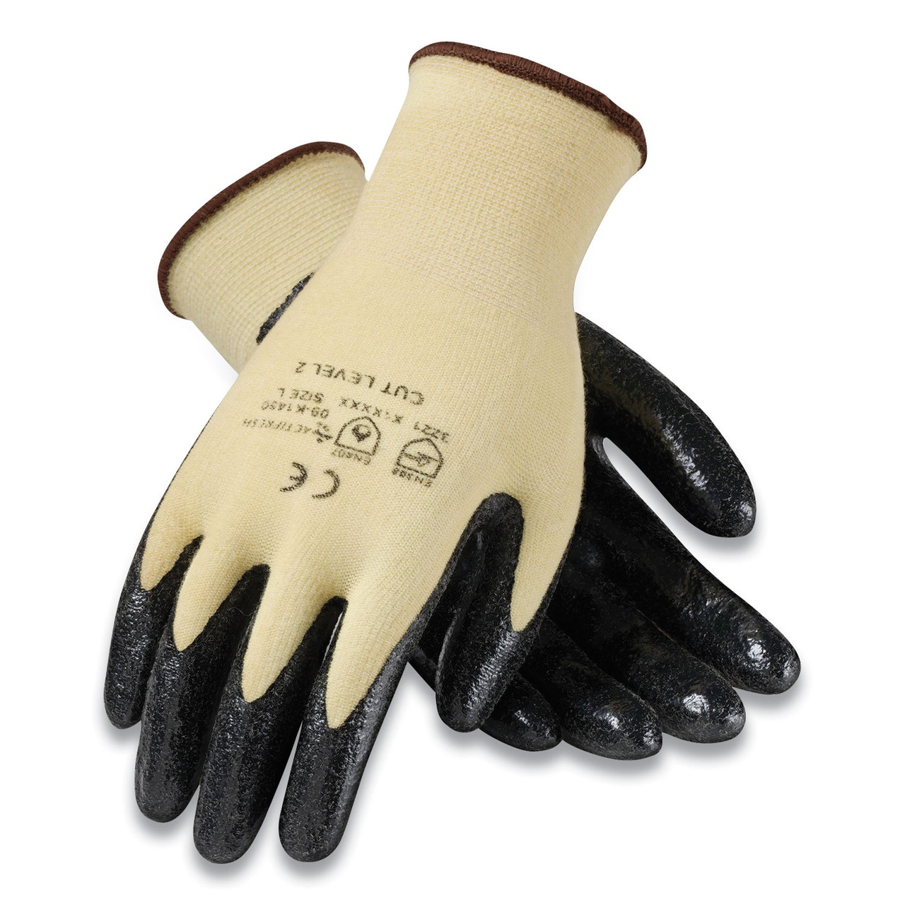 G-Tek Kev Seamless Knit Kevlar Gloves, Medium, Yellow/black, 12 Pairs ( PID09K1450M )