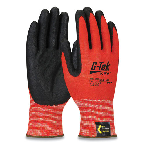 G-Tek Kev Hi-vis Seamless Knit Kevlar Gloves, X-large, Red/black ( PID09K1640XL )