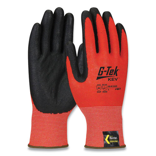 G-Tek Kev Hi-vis Seamless Knit Kevlar Gloves, Large, Red/black ( PID09K1640L ) - 09-K1630/L - Supplies G-Tek Kev Hi-vis Seamless Knit Kevlar Gloves, Larg sku 09-K1630/L