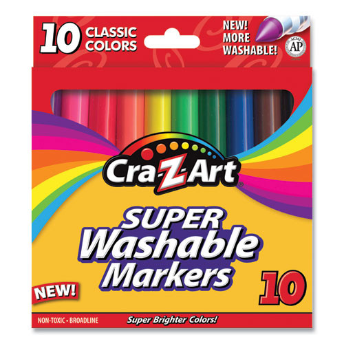 Cra-Z-Art Super Washable Markers, Broad Bullet Tip, Assorted Colors, 10/set ( CZA1000224 )