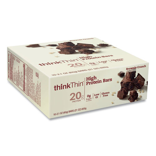 Photos - Mixer thinkThin High Protein Bars, Brownie Crunch, 2.1 Oz Bar, 10 Bars/carton, D