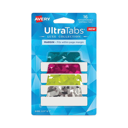 Avery Ultra Tabs Luxe Collection Repositionable Tabs, 1/5-cut Tabs, Assorted Jewel Prism, 2.5 Wide, 16/pack ( AVE74147 ) - 74147 - Supplies Avery Ultra Tabs Luxe Collection Repositionable Ta sku 74147