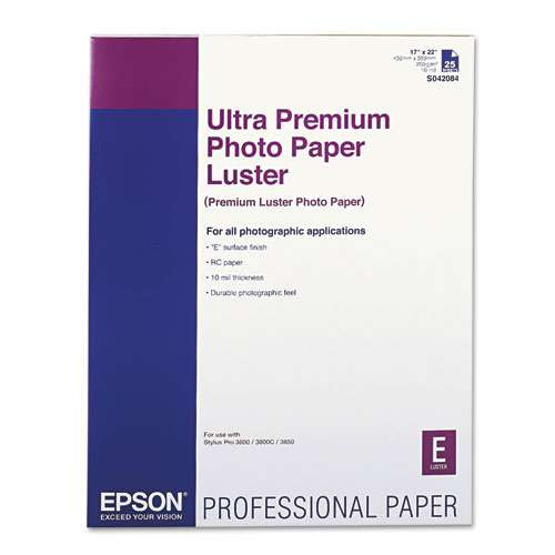Photos - Office Paper Epson Ultra Premium Photo Paper, 10 Mil, 17 X 22, Luster White, 25/pack ( 